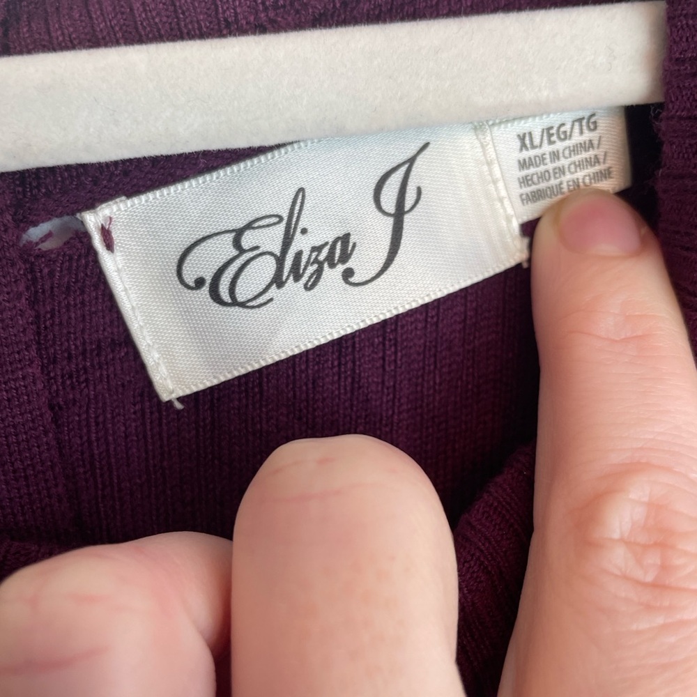 Eliza J Plum Purple Textured Knit Fit & Flare Dress XL - Picture 4 of 5